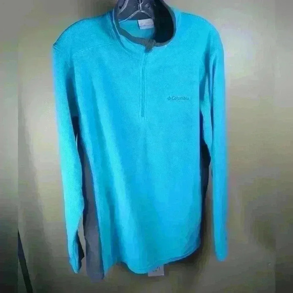 Columbia Men's Pine Ridge Half Zip Fleece Pullover Cyan Blue - Size  Medium - Picture 1 of 10